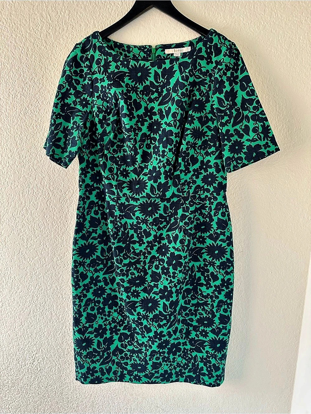 Boden Green & Navy Floral Sheath Dress
